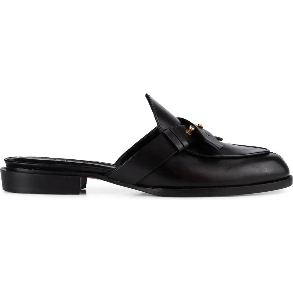 $400 FRAME Le Sweetzer CRISSCROSS Mule SLIDE FLAT LEATHER BLACK 41  (TB2)